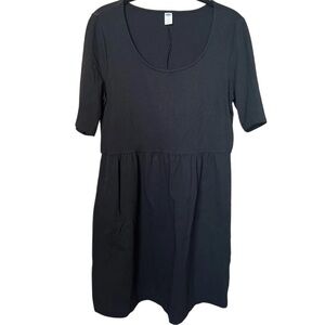Old Navy Black A-Line Mini Dress Scoop Neck Elbow Sleeve - LP